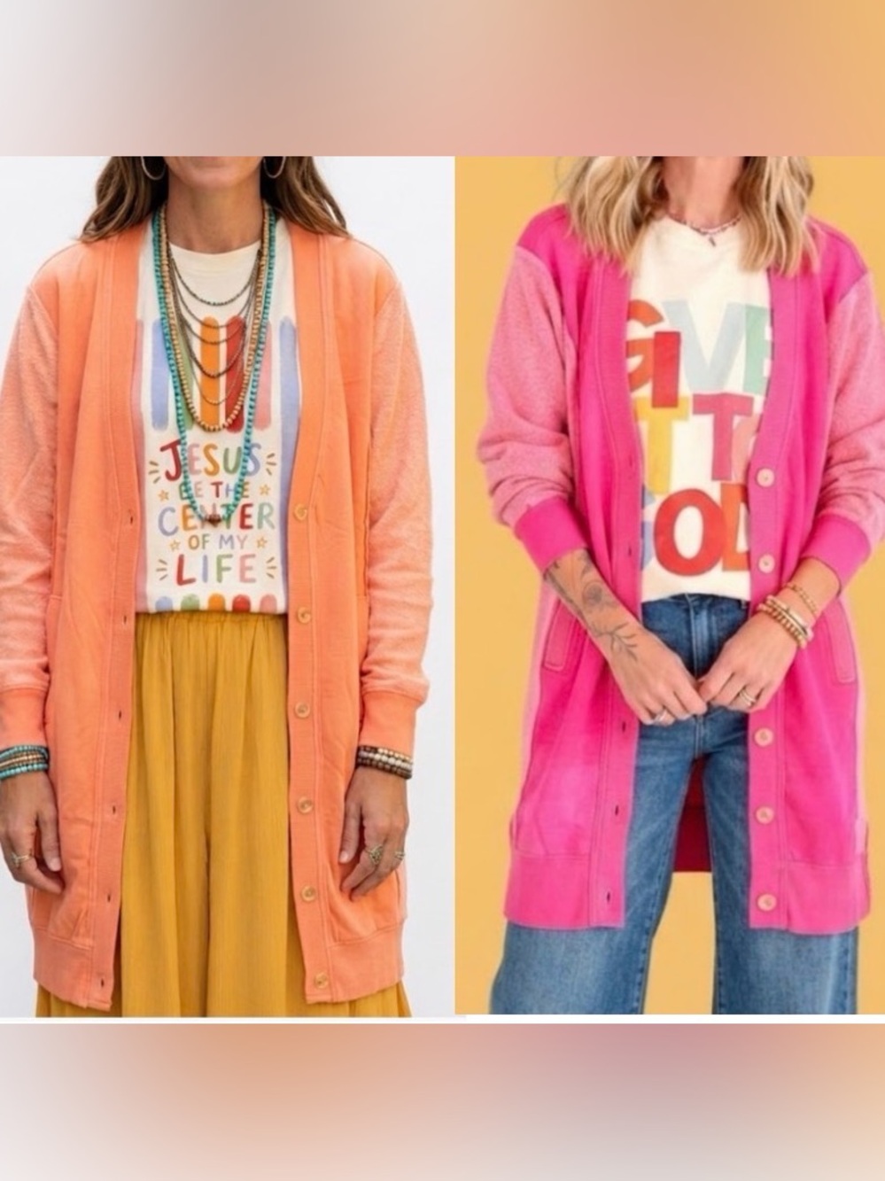 New Blakeley cardigan sweatshirt peach or pink one size